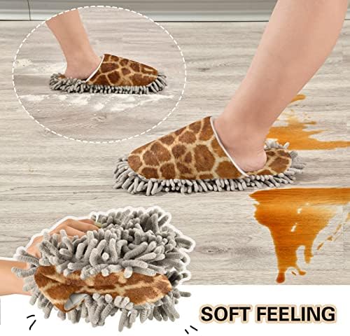Kigai Microfiber Cleaning Slippers Giraffe Leopard