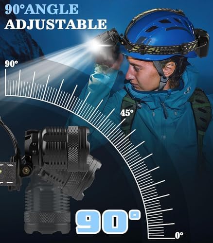 MoKo 150000 Lumen Rechargeable Headlamp with 60H Battery Adjustable Angle Waterproof