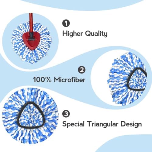 Spin Mop Replacement Head 3 Pack for Rinseclean 2-Tank System