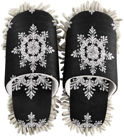 Flildon Microfiber Slippers for MenWomen Soft Washable Snowflake