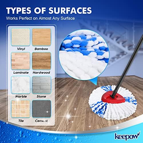 KEEPOW Proactive Microfiber Spincharge BlueWhite Replacement Head