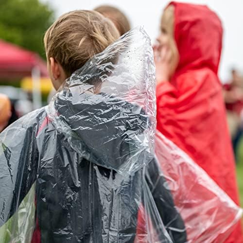 Juvale 10-Pack Disposable Rain Ponchos for Kids - Clear