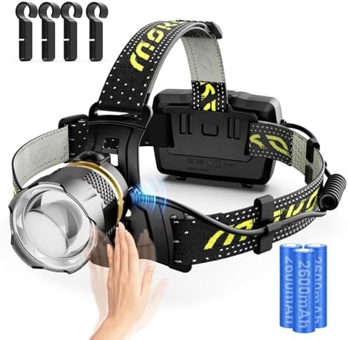 MoKo Rechargeable Headlamp 90000LM7Modes40H BatteryIP68