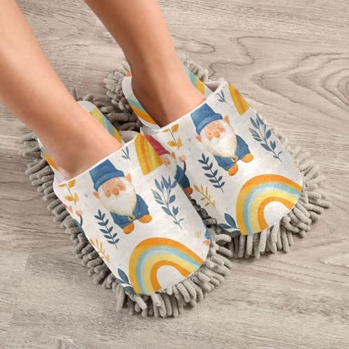 FLildon Microfiber Mop Slippers with Spring Gnomes Design