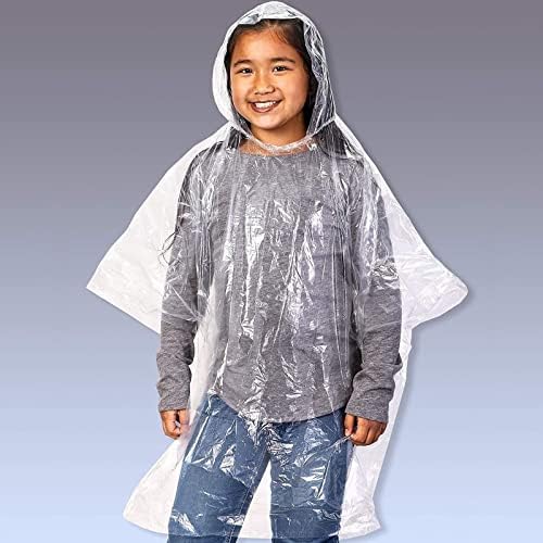 Juvale 10-Pack Disposable Rain Ponchos for Kids - Clear