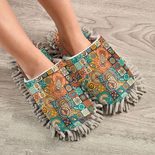 DOMIKING Boho Mandala Mop House Slippers for Women