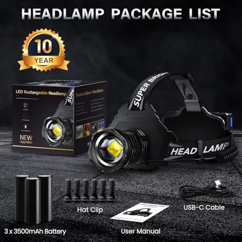 Intense Expand Adjust Rechargeable LED Headlamp for Camping Hiking