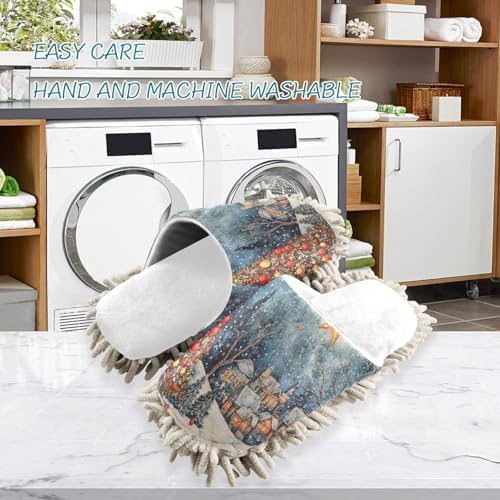 White Christmas Starry Night Tree Mop Slippers