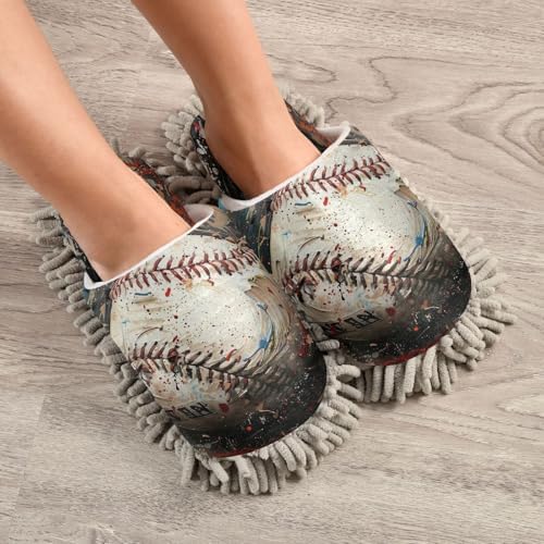 Stylish Baseball Microfiber Slippers for Cleaning Washable Comfortable