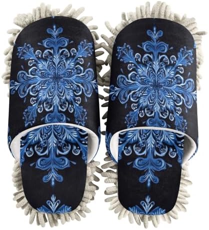 FLildon Microfiber Cleaning Slippers Dustedpressions Navy Blue Washable Mop Slipper for MenWomen