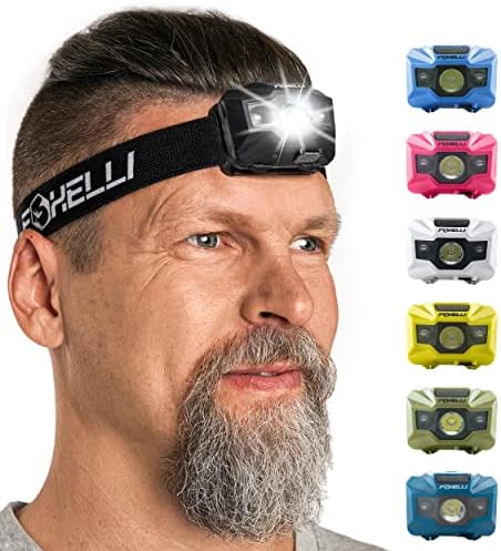 Foxelli Rechargeable Headlamp - Confident Outdoors Red Light Waterproof and Reusable