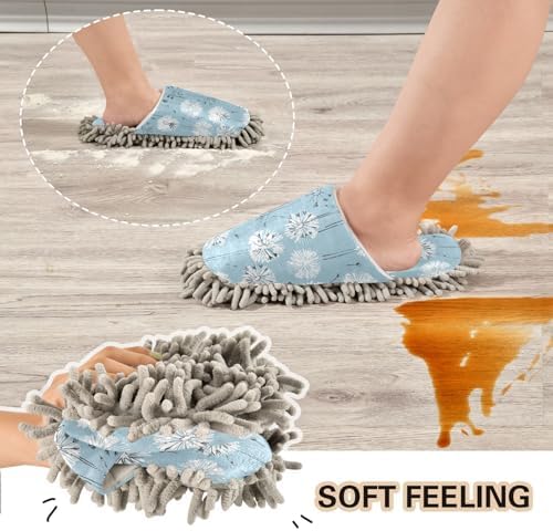 Kigai Microfiber Slippers Dandelion Flowers Blue - Size M