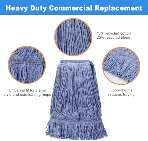 3-Pack Heavy Duty Mop Heads for Commercial Use