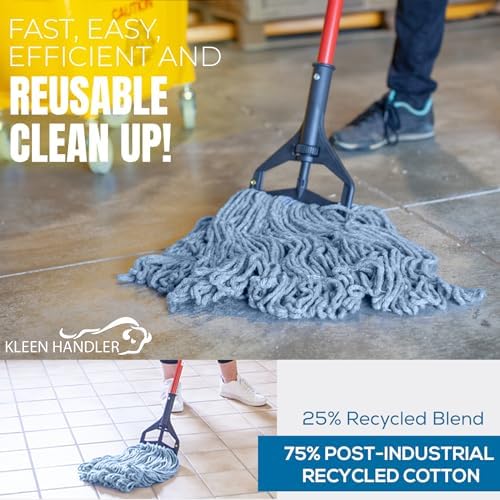 KLEEN HANDLER Heavy Duty Blue Mop Head Replacement Pack of 3