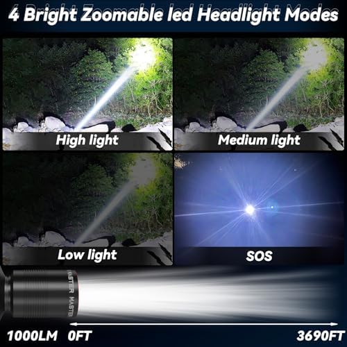 Bright 1000LM Headlamp for Outdoor Use