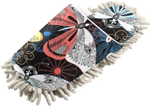 Kigai Microfiber SlippersVivid Butterfly Floor Cleaning Mop Slippers for Men Women