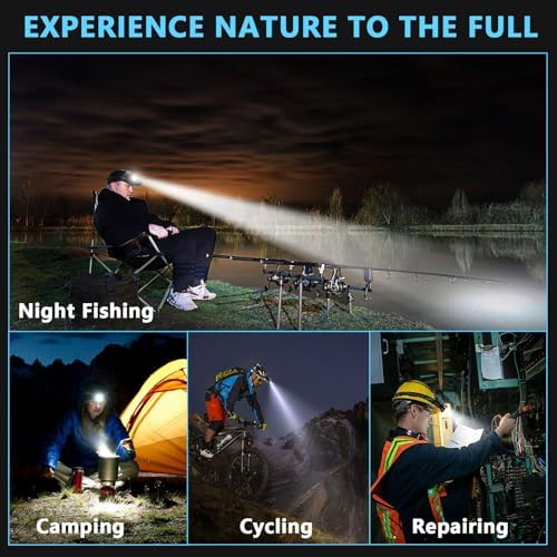 AMAKER LED Rechargeable Headlamp with 5 Modes and IPX7 Waterproof
