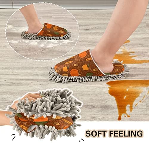 Pumpkin-Themed Mop Slippers for Women