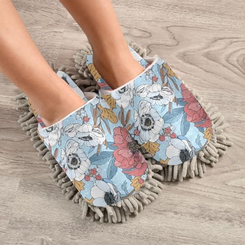 Kigai Microfiber Slippers with Peonies Pattern - Perfect for Floor Cleaning