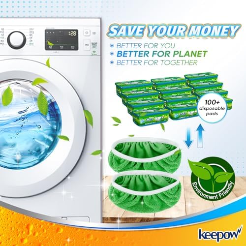 KEEPOW Reusable Wet Pads Swiffer Mop Compatible 4-Pack