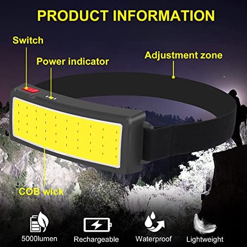 ZOYYE Rechargeable Headlamp Set 5000 Lumen 3 Modes Waterproof camping flashlight