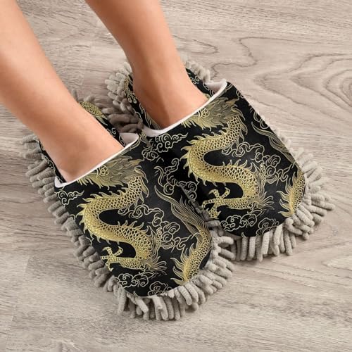 Zhirexin Yellow Dragons Kitchen Cleaning Slippers Soft Washable Durable for Home Cleaning