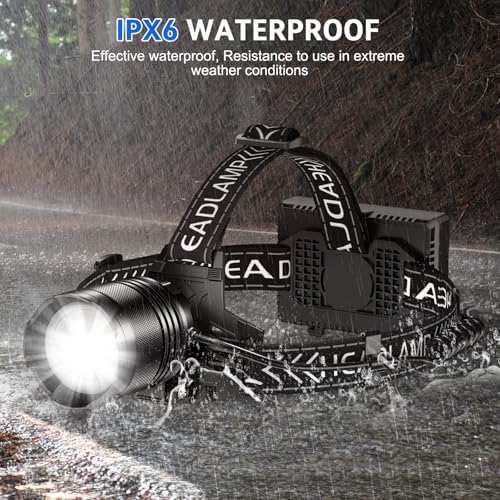 Bright Adjustable Headlamp with 990000 Lumens for Camping