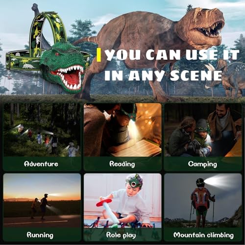 Adjustable Dinosaur Headlamp for Kids