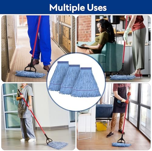 Durable Blue Cotton Mop Head with Loop End - For Commercial Use