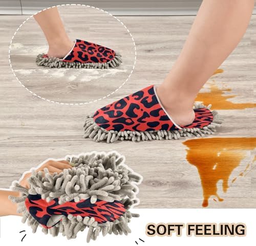Zhirexin Red Leopard Kitchen Slippers