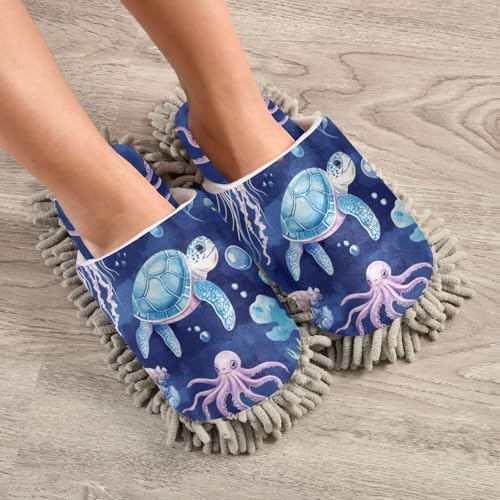 Cute Sea Animal Slippers for MenWomen Washable Floor Mop