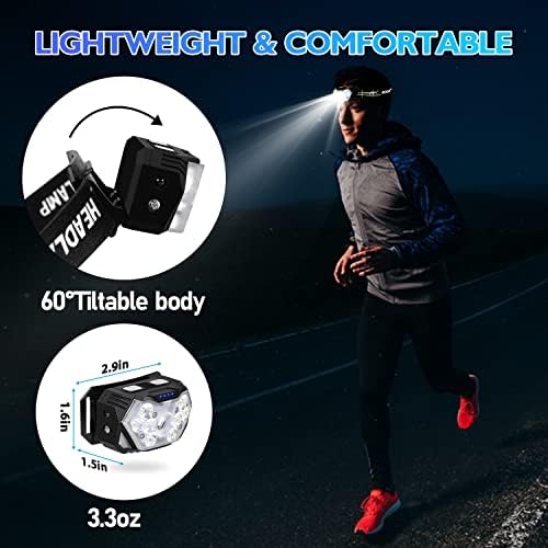 9 LED Rechargeable Headlamp 2-Pack 2000 Lumens