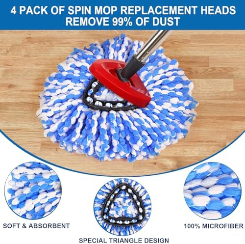 4-Pack Mop Replacement Heads for O Cedar RinseClean 2 Tank System