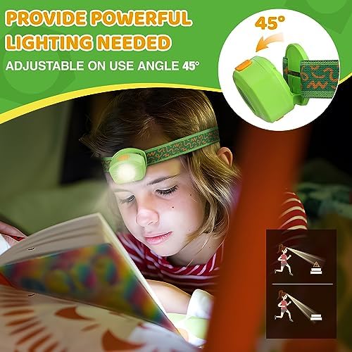 Bright Adjustable RGB Kids Headlamp for Camping More