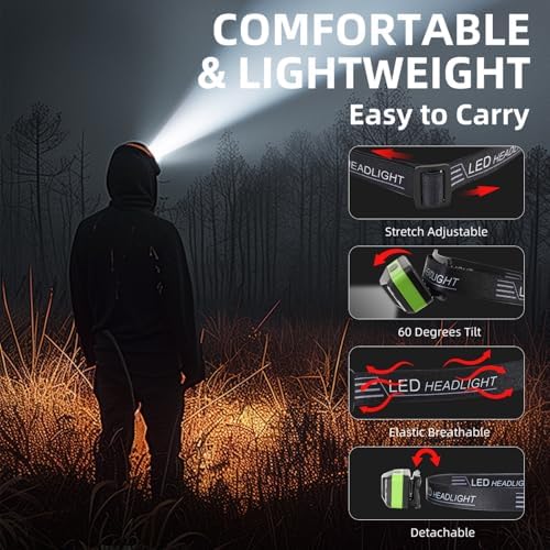 3-in-1 Rechargeable Headlamp Motion Sensor 11 Modes Outdoor Use