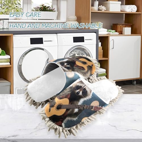White Raccoon Guitar Mop Slippers for Women Men
