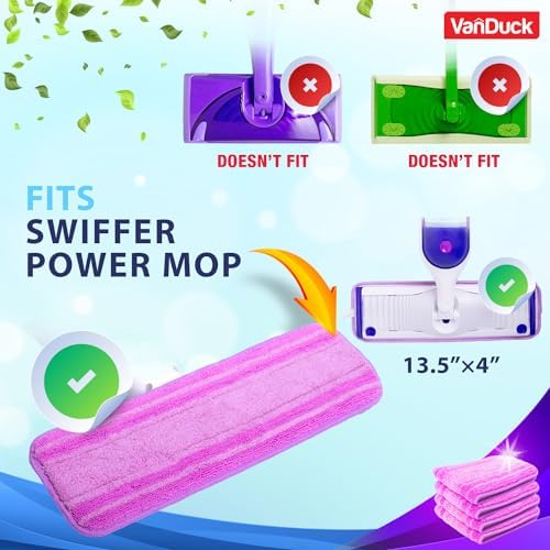 Reusable Mop Pads for Swiffer PowerMop - Multi-Surface Washable Durable 4 Pack