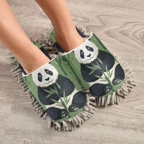 Stylish Microfiber Forest Panda Slippers for Cleaners