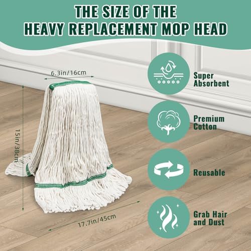 Durable 20oz Commercial Mop Head 3-Pack Replacement for White Mops