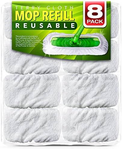 Reusable 100 Cotton Terry Cloth Mop Pads for Swiffer Sweeper 8-Pack