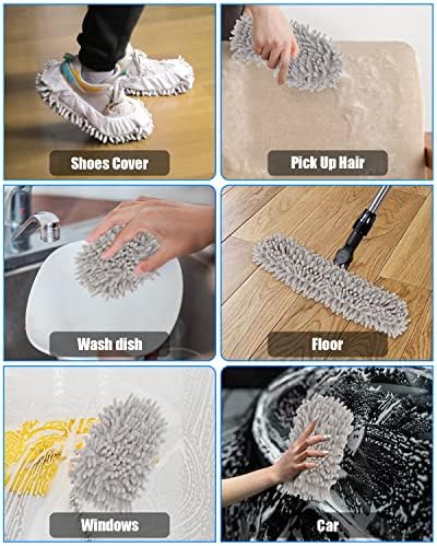 8-Piece Mop Slippers Premium Microfiber Reusable Machine Washable