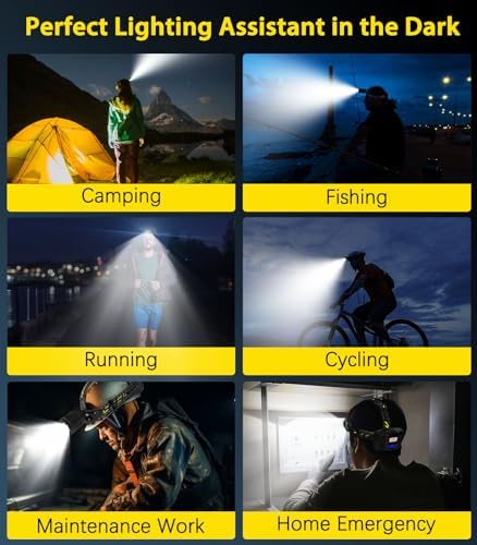 MoKo Rechargeable Headlamp 90000LM7Modes40H BatteryIP68
