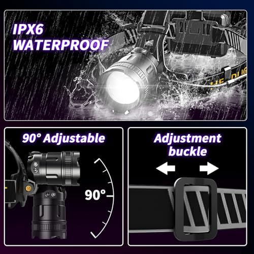 100000 Lumens Spotlight Headlamp for Camping Hunting and Travel