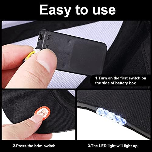 2-Piece LED Baseball Cap with Rechargeable Battery for Outdoor Use