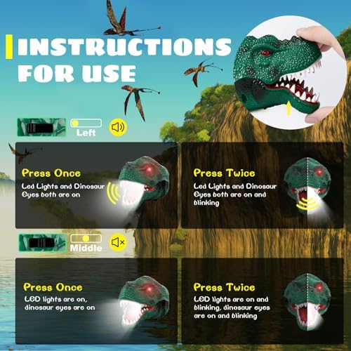 Adjustable Dinosaur Headlamp for Kids