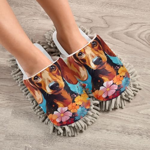 Cozy Microfiber Slippers Dachshund Dog Mops for Clean