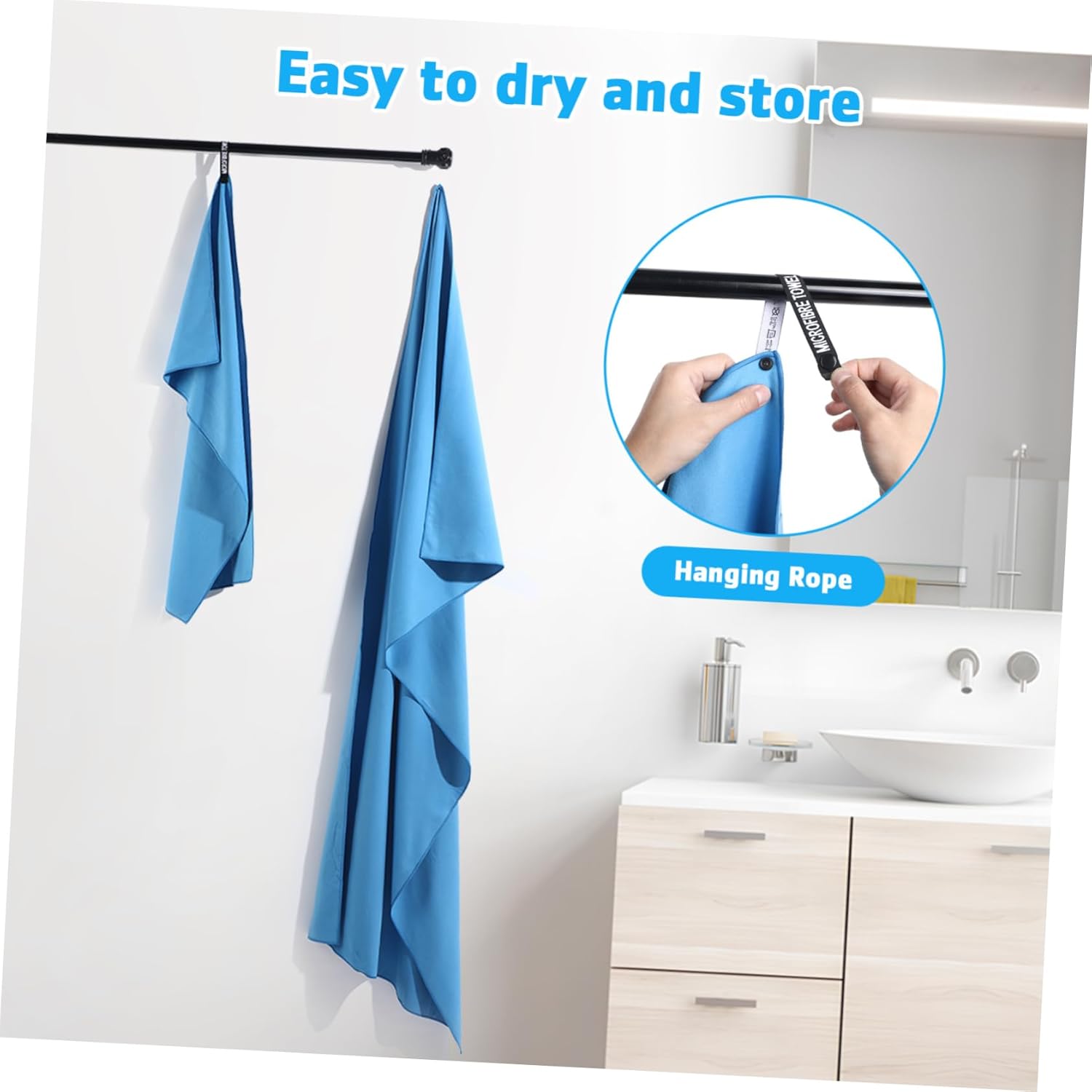BESPORTABLE Large Quick Dry Towel Set for Beach Gym with Mesh Bag