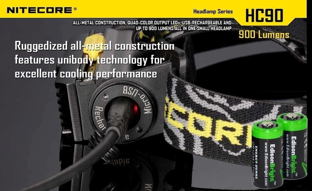 1000lumens Nitecore HC90 with rechargeable battery