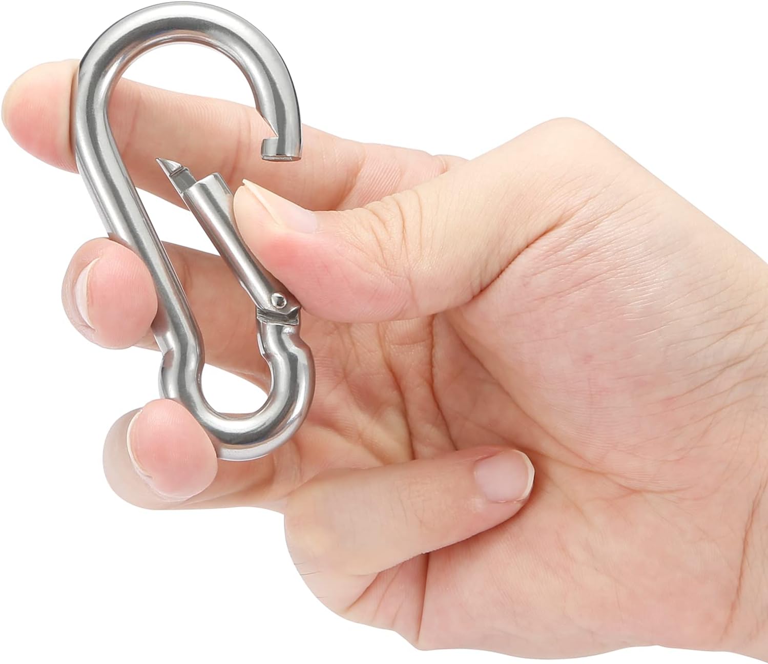 Sprookber 304 Stainless Steel Spring Snap Hook Carabiner Set of 6 1