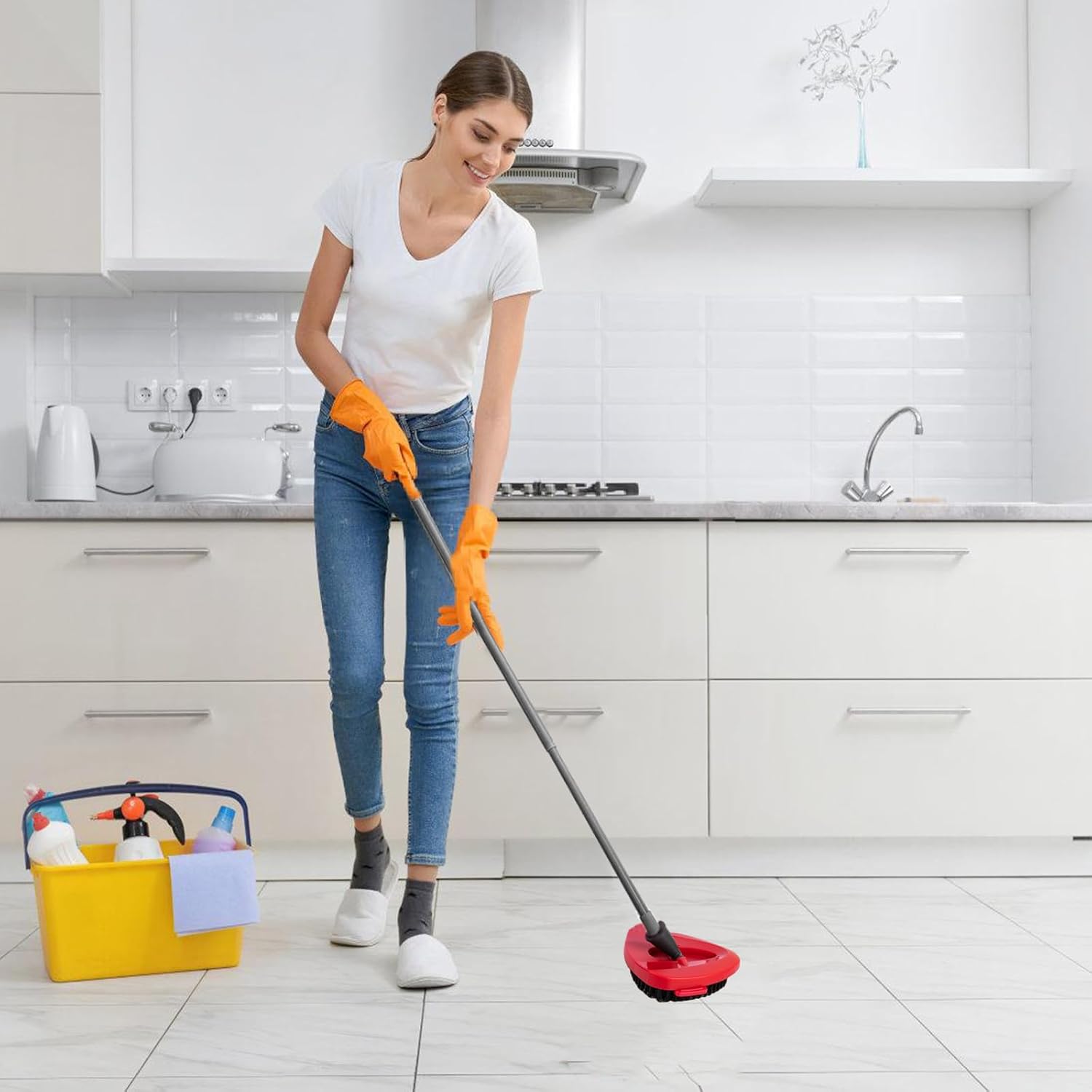 Fazlyni Multi-Surface Stiff Bristle Mop Brush for 1-Can System